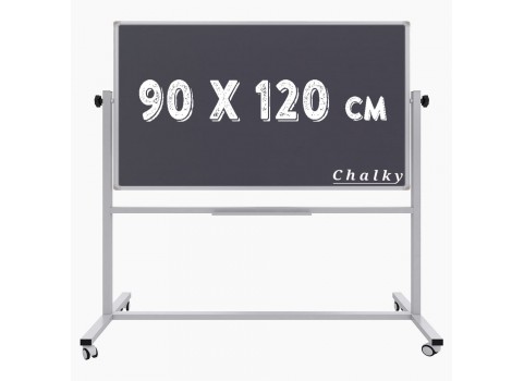 Chalky Mobil Tekerlekli Çift Taraflı Kara Tahta 90x120 cm